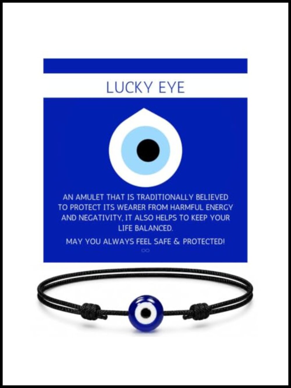 Handmade Evil Eye Protection Bracelet, Adjustable Nylon Cord, Unisex